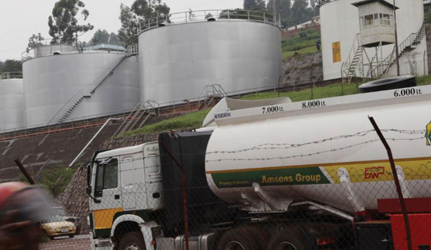 A truck at a fuel storage facility in Gatsata, Kigali. Importers of petroleum products are stuck with millions of litres of fuel following the decline in national demand on account of the COVID-19 lockdown. / Photo: File. 