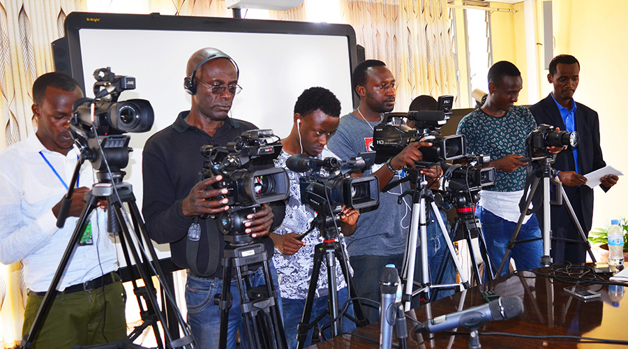 Local journalists during a news coverage in Kigali last year. 