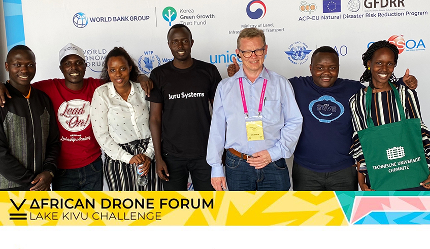 Staff members at Leapr Labs, the local drone company that won the global data analysis award. / Courtesy.
