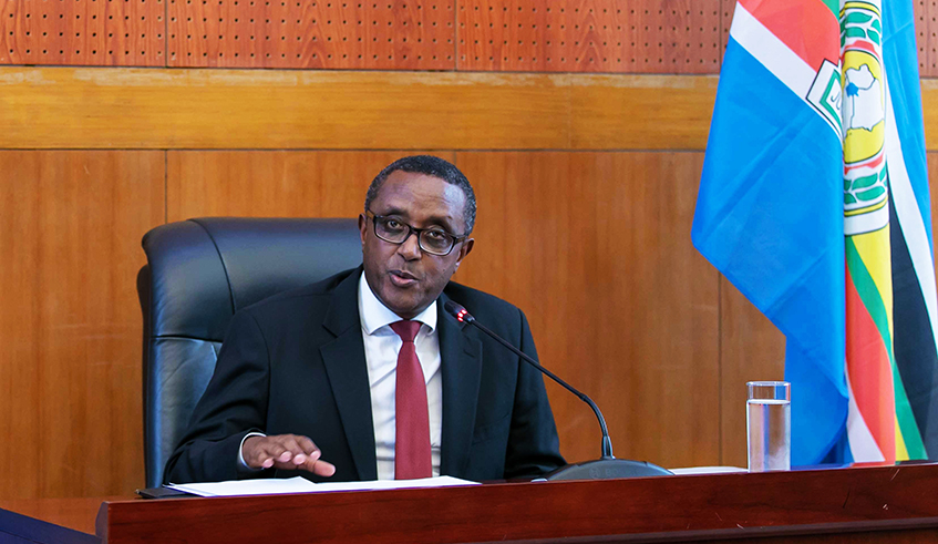 Foreign Affairs Minister Dr Vincent Biruta during a past news briefing. / Photo: File.
