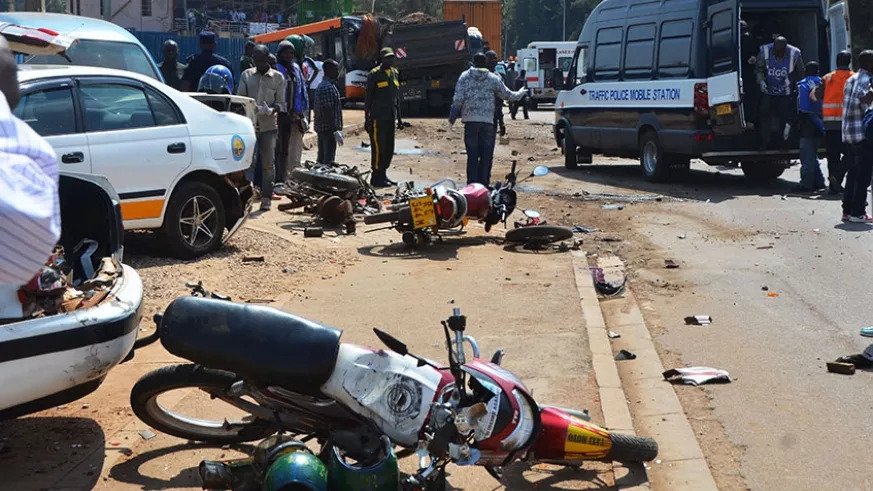 A scene of accident in Kicukiro in 2016. Insurance companies say lack of a minimum wage is hurting their business.