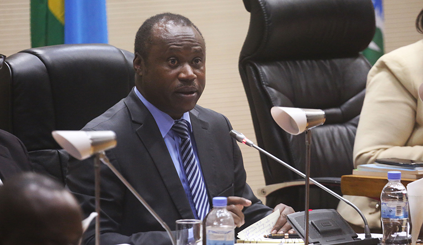 Minister for Finance and Economic Planning Uzziel Ndagijimana addresses Lower Chamber. /Sam Ngendahimana