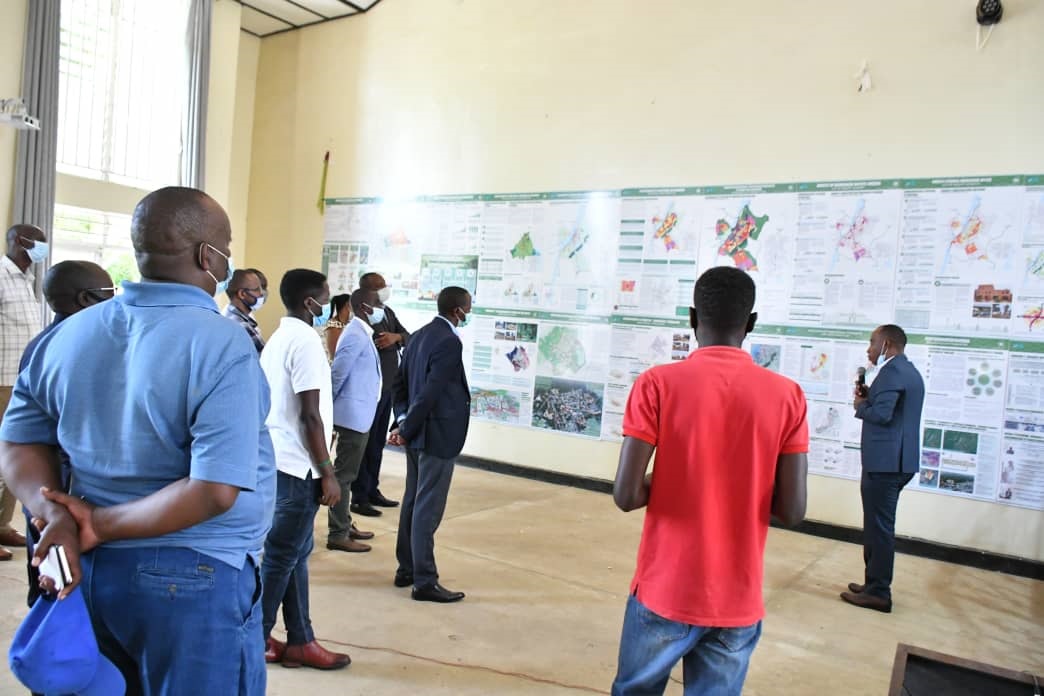 Officials look at the new Nyagatare District master plan that was launched on Wednesday. 