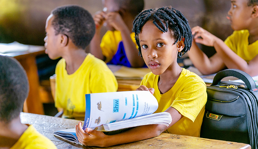 Pupils during class at Groupe Scolaire Camp Kigali in January 2020. A new technology platform u2018Homeskulu2019 was developed to respond to the learning needs of students and teachers who have been left with nowhere to go. / Photo: File.