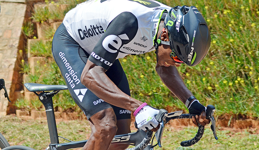 Retired Rwandan international rider Adrien Niyonshuti during Rwanda Cycling Cup in Huye District in 2015.