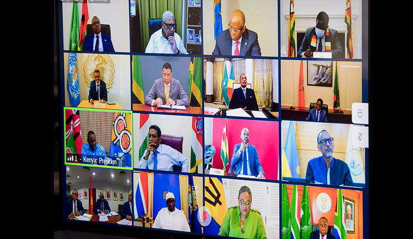 The first Extraordinary Intersessional Summit of the Organisation of African, Caribbean, and Pacific States (OACPS)  on  3 June 2020 . / Village Urugwiro