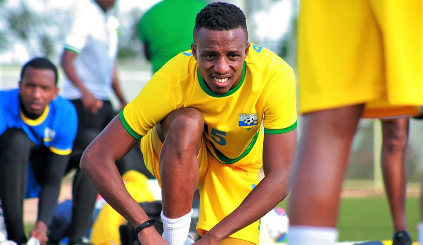 Emery Bayisenge during a past national team training at Kigali Stadium. / Net.