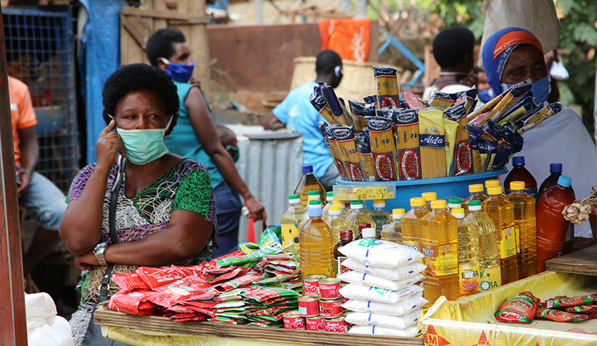 Vendors at a market in Musanze District. / Photo: Ru00e9gis Umurengezi.