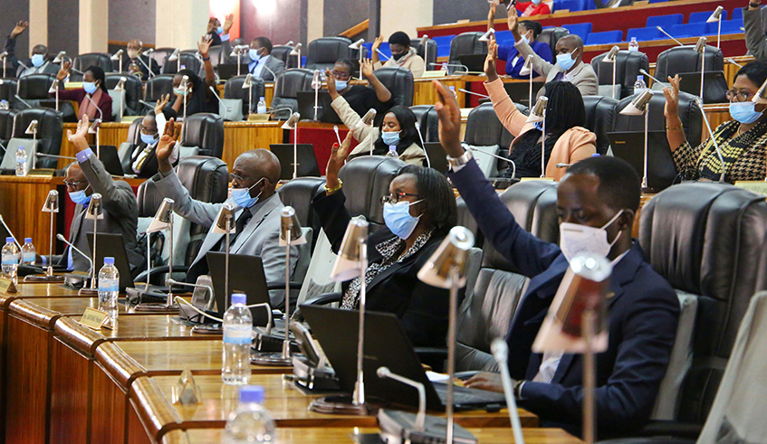 Members of Parliament during the plenary session on Wednesday. / Craish Bahizi.