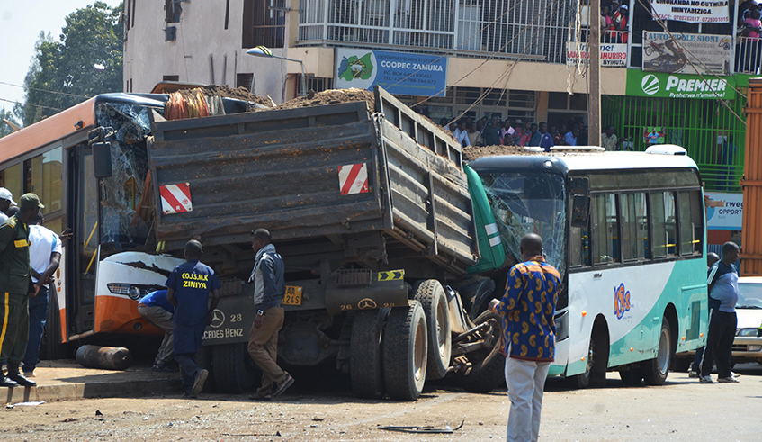 A scene of an accident in Kicukiro District on June 10, 2016. Insurance companies faulted government for not setting a minimum wage as prescribed by the law. / Sam Ngendahimana.