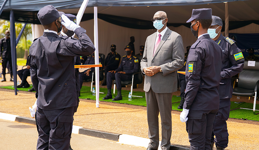 The Minister for Justice and Attorney General, Johnston Busingye, presided over the pass-out ceremony of over 1300 Police Constables at the Police Training School in Gishari, in Rwamagana District on Friday, June 19. / Photo: Courtesy. 