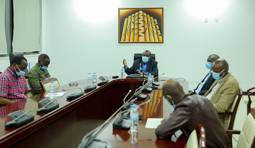 The Minister of Infrastructure Claver Gatete talked on cross border trade during the press conference on June 19, 2020. / Dan Nsengiyumva