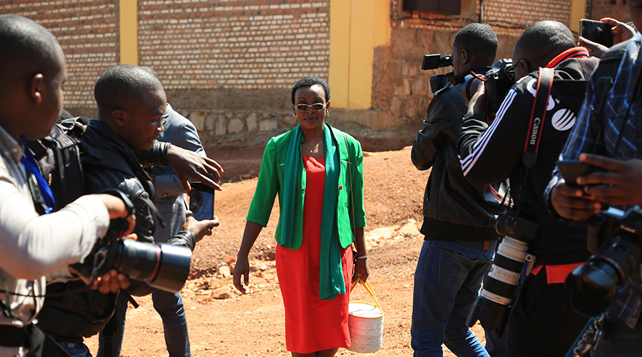 Journalists cover Victoire Ingabireu2019s release at Nyarugenge Prison on September 15, 2018. 