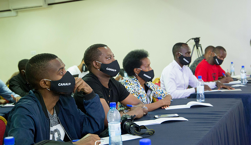 Journalist during the press conference while Canal+ was introducing four new affordable bouquets in Rwandans on June 24, 2020. / Dan Nsengiyumva