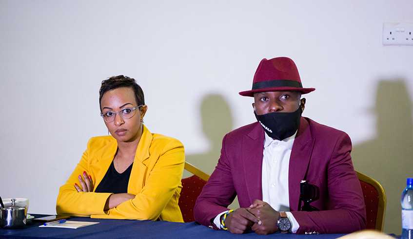 Niragire Marie France, business woman and founder of Genesis tv, Platini P artist who is campaign of The new bouquets of Canal+ Rwanda. / Dan Nsengiyumva