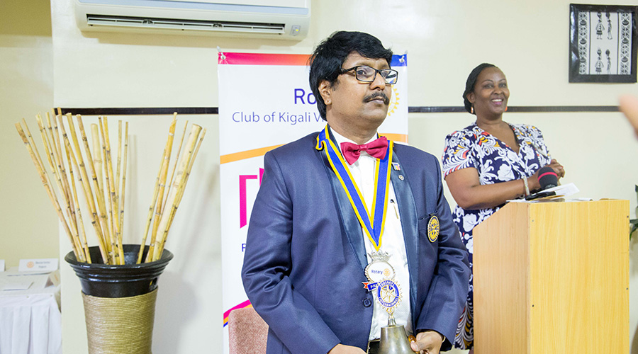 Jwala Kumar, new president this year in Rotary Club of Kigali Virunga on June 27, 2020. / All photos by Dan Nsengiyumva