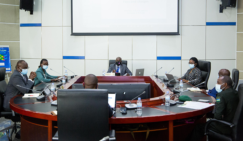 City of Kigaliâ€™s Advisory Committee during a session to present the 2020-2021 budget, which fell by 19 per cent due to effects of Covid-19 outbreak.Â / Photo: Dan Nsengiyumva. 