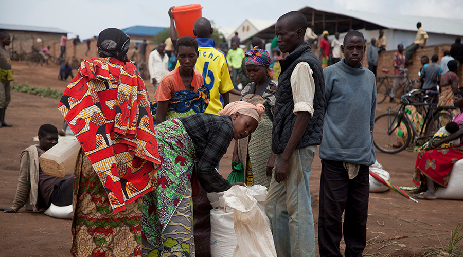 Refugees during their commercial activities in Mahama refugee camp in Kirehe. 