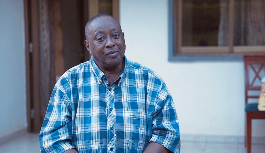 Cultural music icon Jean-Marie Muyango speaks to The New Times at his home in Kagugu, Kigali. / Photo by Gad Nshimiye.