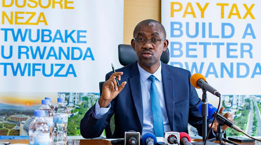 Rwanda Revenue Authority Commissioner-General Pascal Ruganintwali during a press conference. 