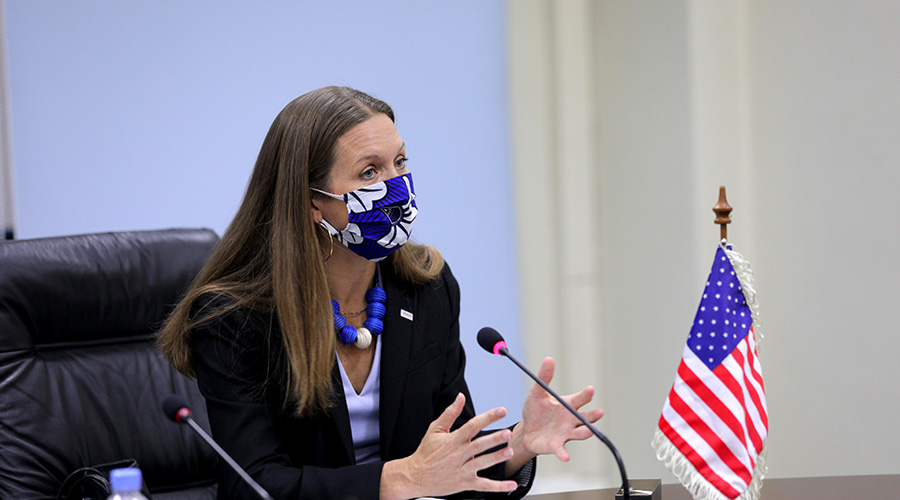 L-R: Leslie Marbury, USAID Mission Director and Uziel Ndagijimana, Minister of Finance after signing a Rwf605 billion deal to support the country's development efforts.Â / Dan Nsengiyumva