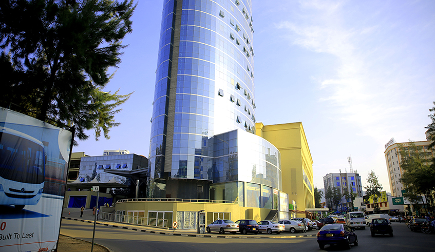 Kigali City Tower, which sits in the area that was previously occupied by the tax park, is one of the high-rise buildings that sprung up after RPF liberated the country. / Sam Ngendahimana.