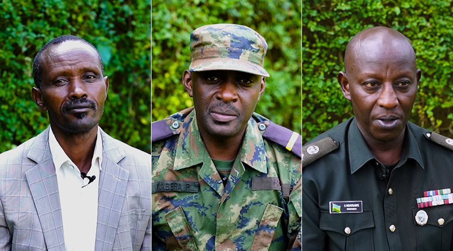 L-R: WOII Pierre-Damien Nkurunziza, Sergeant-Major Robert Kabera, and Lt. Col. Gilbert Ndayisabye. 