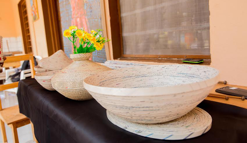 Some of the objects made from recycled paper.