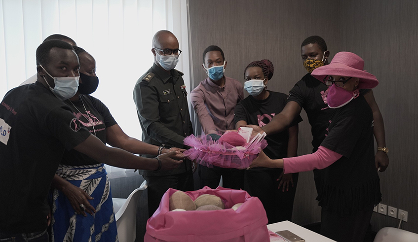 Some of the medical students who volunteer in the making of knitted knockers.