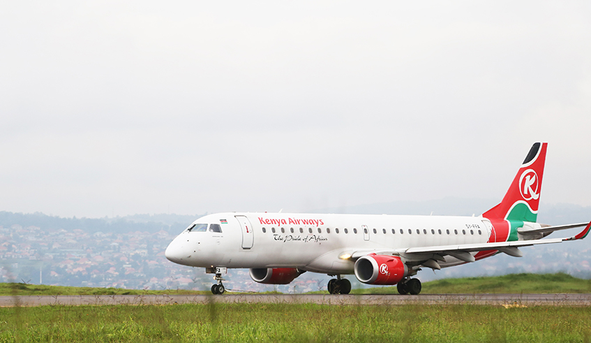 Kenya airways ' plane ready to take off at Kigali International Airport last year. / Sam Ngendahimana