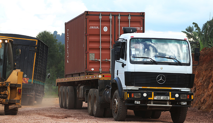 Cross border Cargo Trucks  from Uganda to Rwanda via border on December 12, 2019. / Sam Ngendahimana.