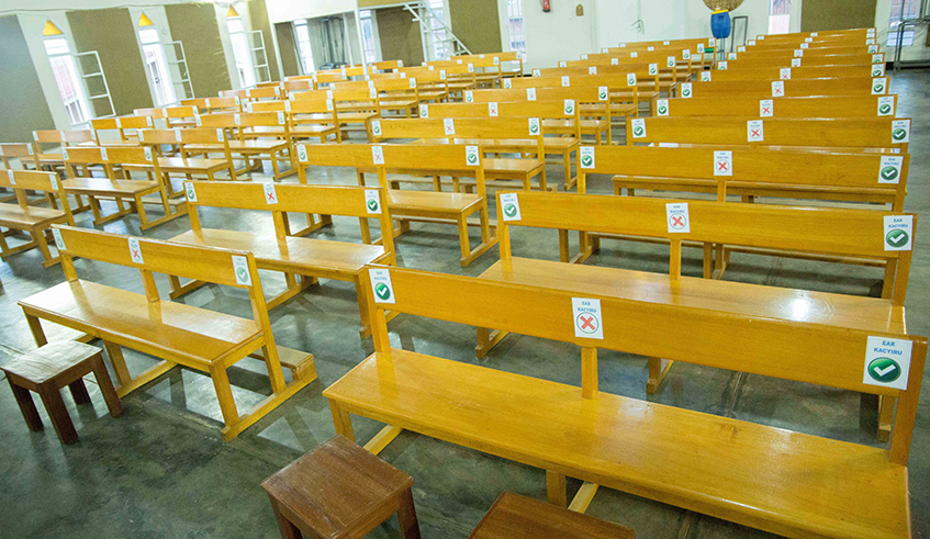 Many places of worship, such as the Kacyiru Anglican church (pictured), have taken steps to ensure social distancing once they have reopened. / Dan Nsengiyumva.