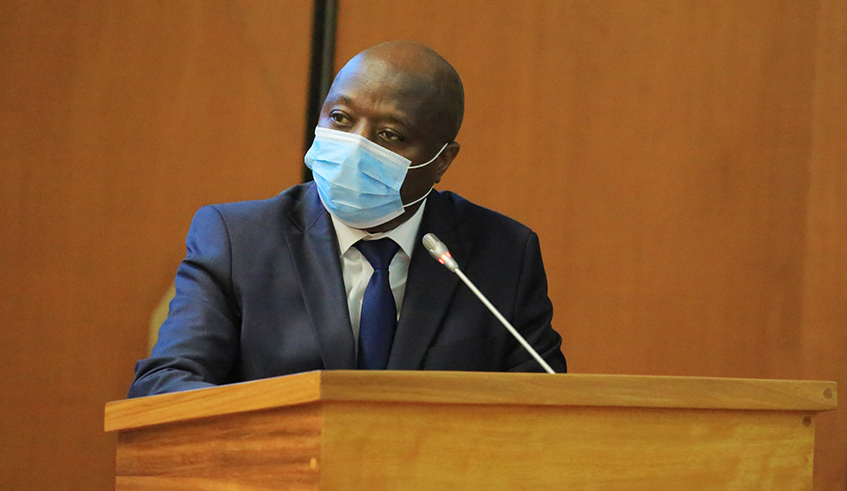 Prime Minister u00c9douard Ngirente addresses members of both Chambers of Parliament while presenting the Governmentu2019s measures to contain Covid-19 in Kimihurura on Tuesday, July 21. The premier said that Rwanda will need a combination of hard work and partnerships between the Government and the private sector in dealing with the losses that continue to rise from the Covid-19 global pandemic. / Photo: Sam Ngendahimana.  