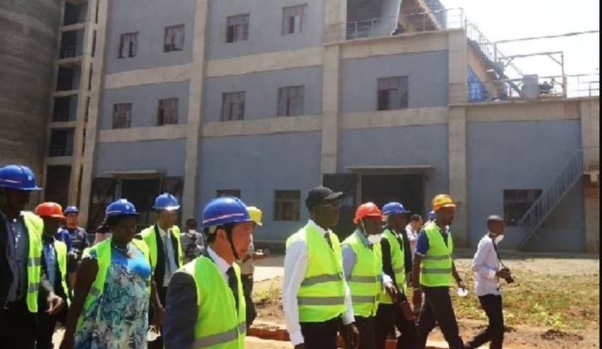 Officials during the tour of the newly constructed cement factory in Musanze. / Courtesy.