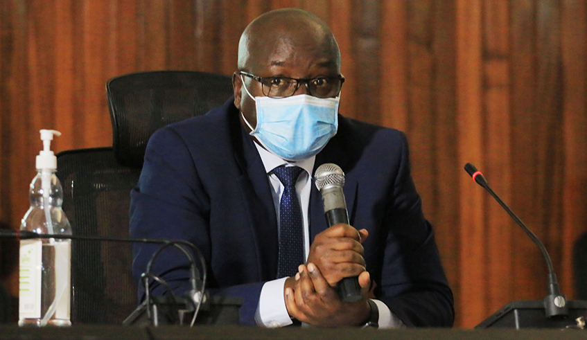 Rwanda Investigation Bureau Secretary General, Col. Jeannot Ruhunga, during the news conference in Kigali on Tuesday, July 28. / Photo: Sam Ngendahimana.