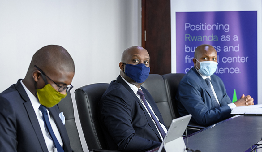 Rwanda Finance Limited technical and legal team (Right to Left) Dr Adelit Nsabimana, Antonny Mukulu and Ntoudi Mouyelo. / Photo: Courtesy.