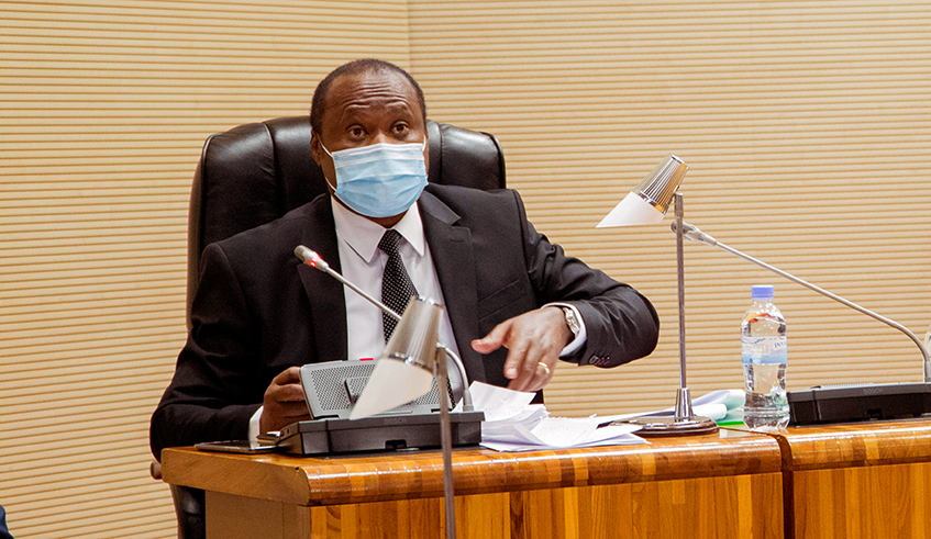Minister of Finance and Economic Planning Uzziel Ndagijimana addresses members of parliament yesterday. / Dan Nsengiyumva.