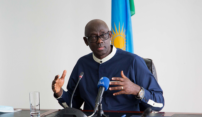 Justice minister Johnston Busingye speaks during a news conference in Kigali on July 9. / Photo: File.