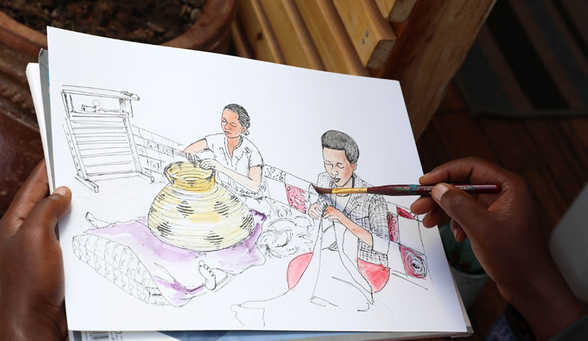 The visual artist digitizing his art work. / Photos by Joseph Njata.