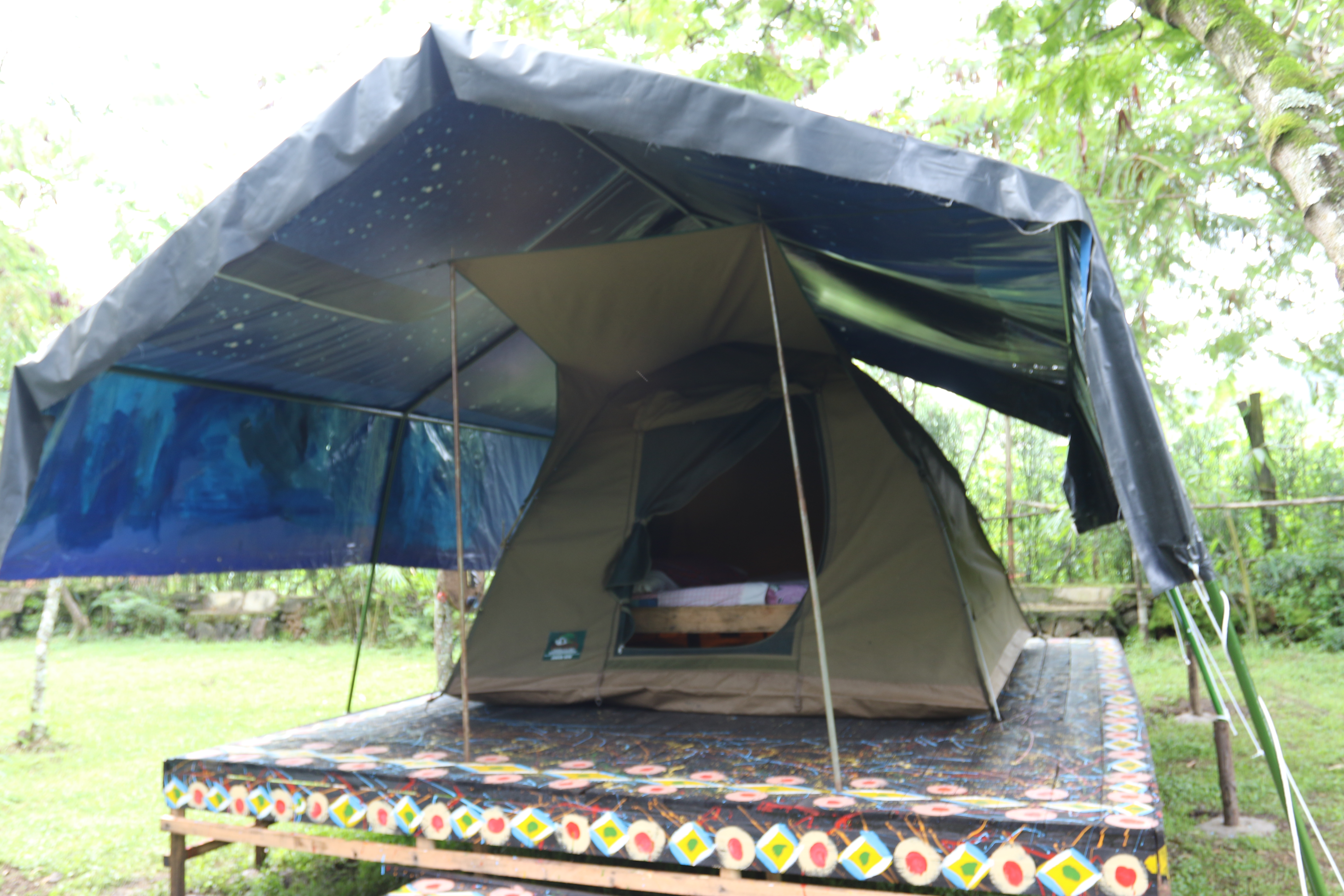 One of the beautiful tents set at Red Rocks in Musanze District.