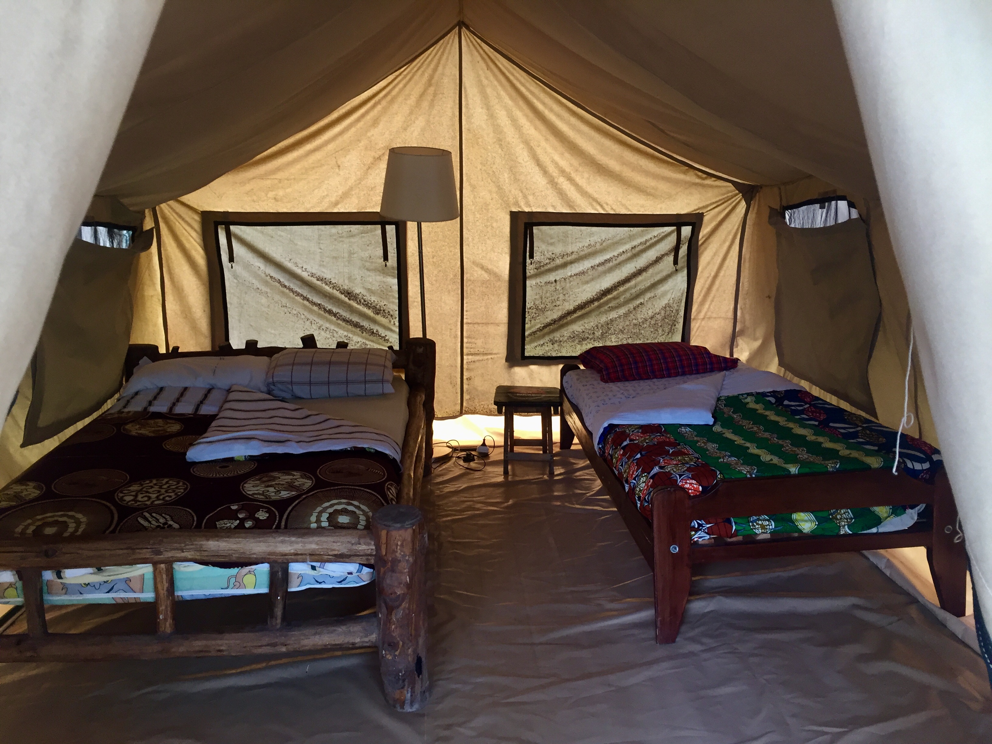 Inside one of the tents.