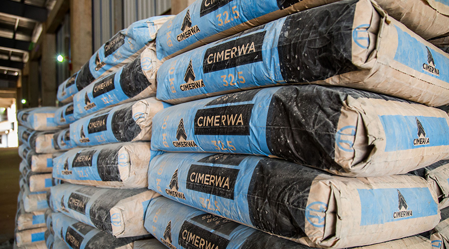 Inside Cimerwa warehouse in Rusizi District. The countryu2019s cement demand is estimated to be nearly 800,000 tonnes per annum. 