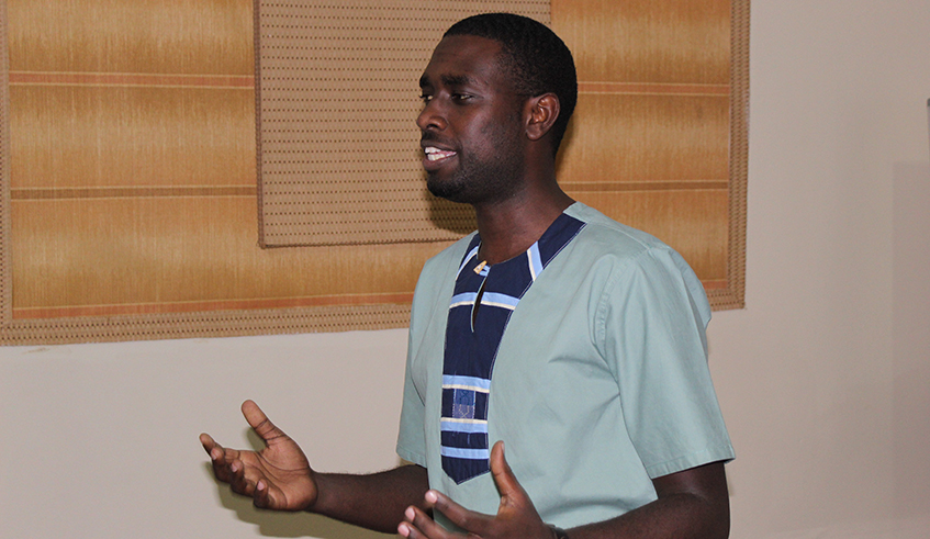 Joshua Tahinduka during one of his public speaking lessons. / Courtesy photo