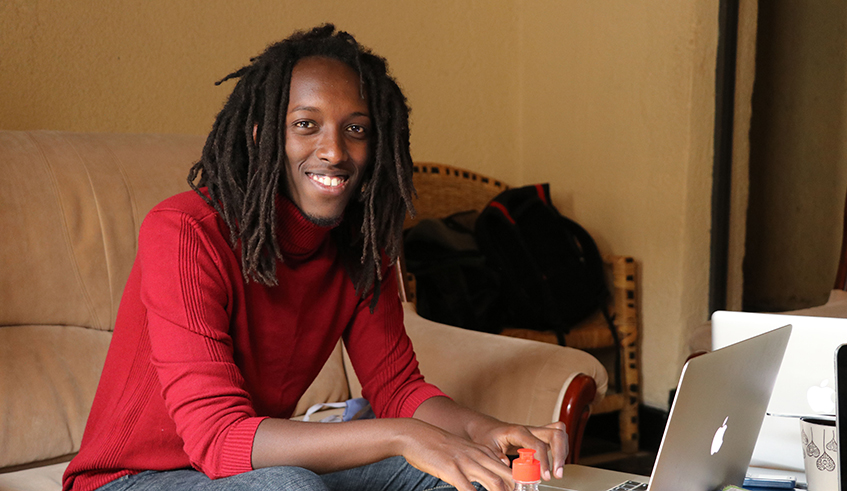 Emmanuel Ngabo relaxing at his home in Rugando, Kigali. / Photo by Joseph Njata.