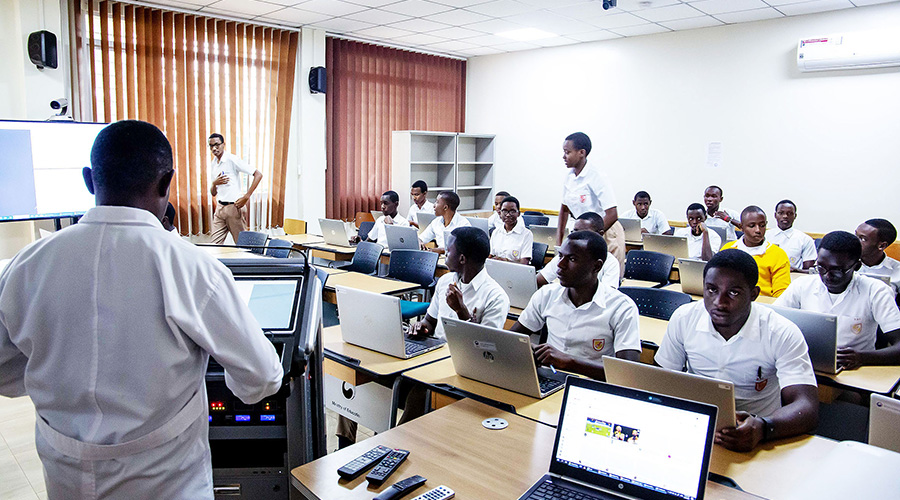 Students during IT class at College St Andre in Kigali. 