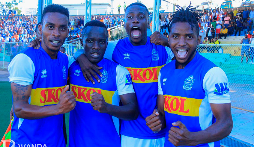 From L-R_ Eric Rutanga, Yannick Bizimana, Michael Sarpong and Fabrice Mugheni all departed Rayon Sports in the ongoing transfer window. / File