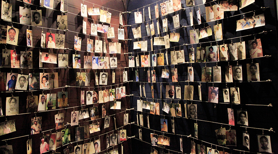 Pictures of victims of the Genocide against the Tutsi inside Kigali Genocide Memorial. 