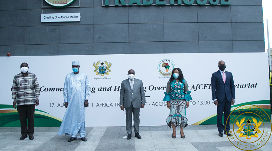 President Addo and other officials during the launch of the AfCFTA secretariat in Accra Ghana last week. 