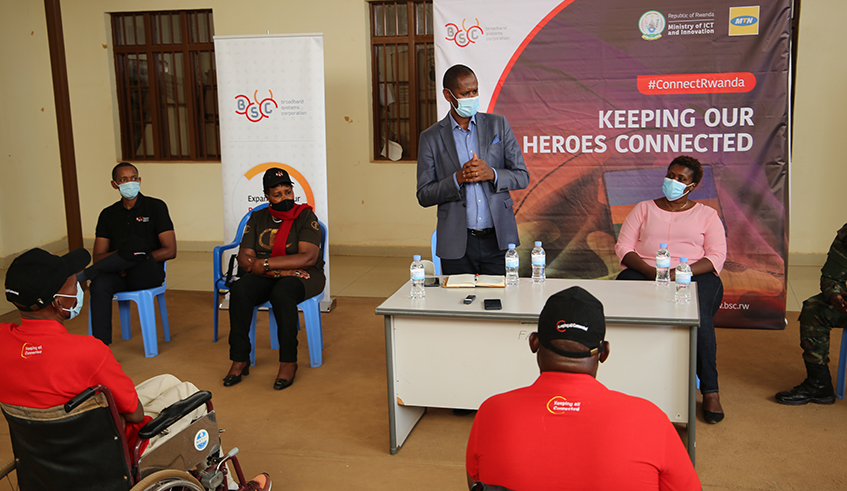 Broadband Systems Corporation and MTN Donate 100 Smart Phones to the combatants living with disabilities through Connect Rwanda on Friday . / photos by Craish Bahizi