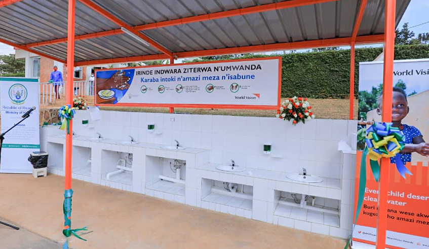The new handwashing station at Masaka District Hospital. / Courtesy